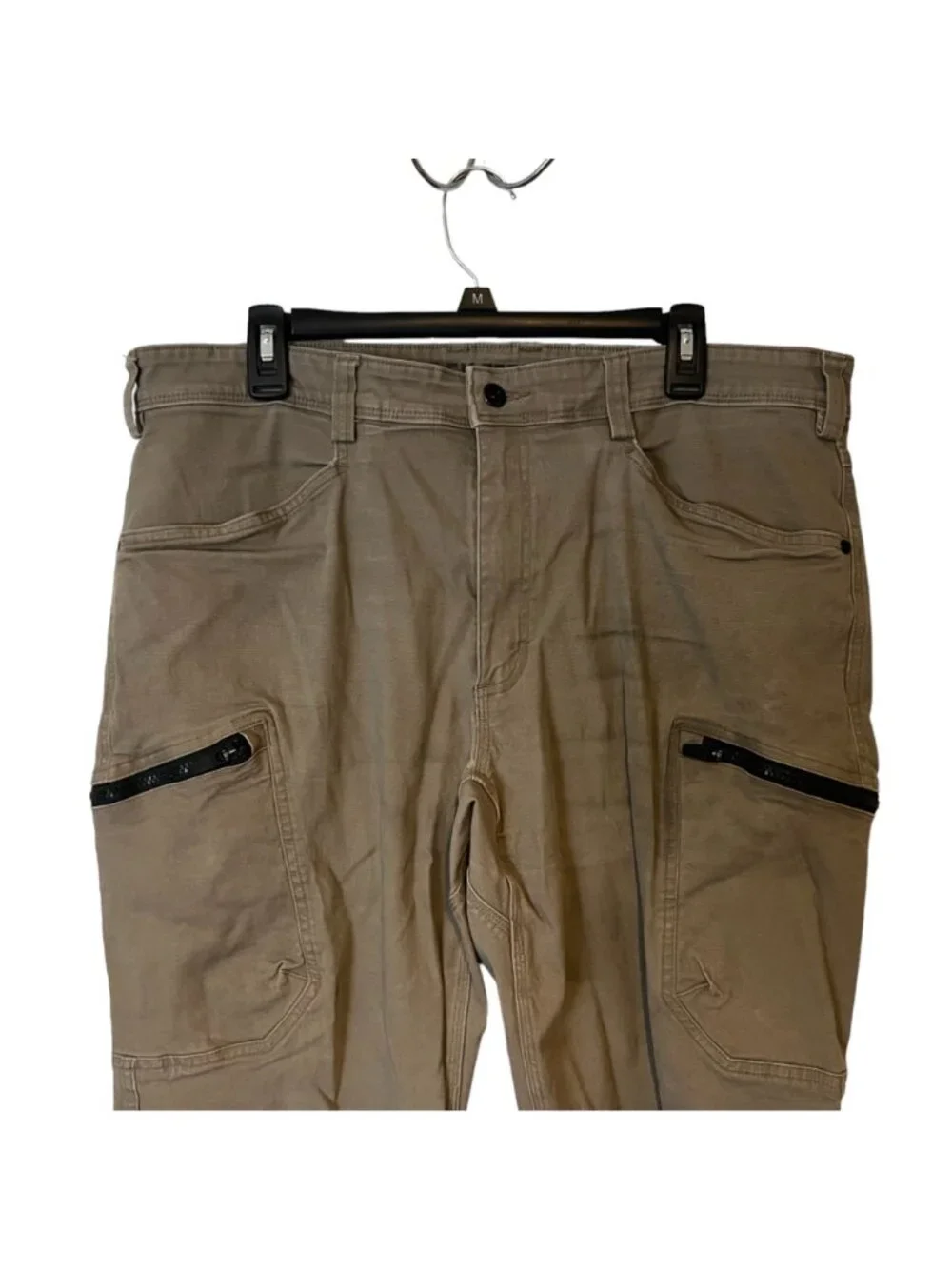 Duluth Cargo Pants Mens 40 x 30 Workwear Tan Flex Fire Hose Zip Pockets Relaxed
